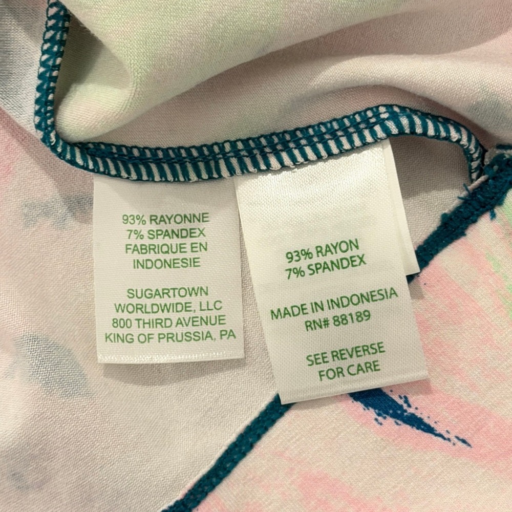 Lilly Pulitzer Sophia Dress Tidal Wave Pan's Garden Pink Teal 3/4 Sleeve XS - Picture 9 of 10